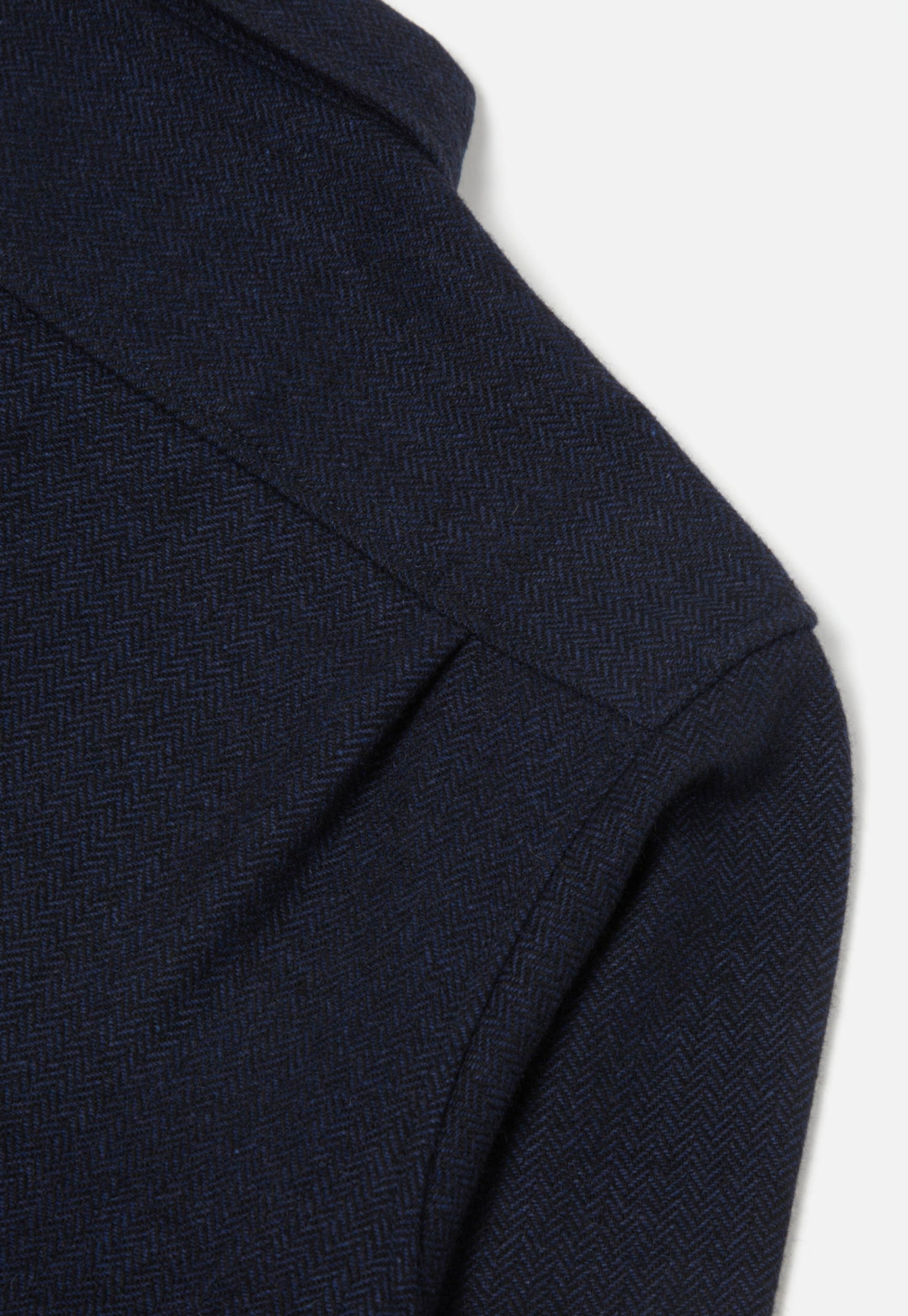 Universal Works Easy Overshirt in Navy Herringbone Recycled Wool