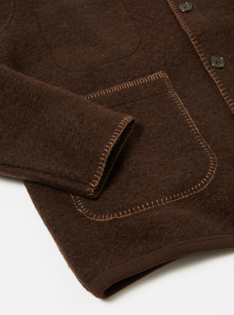 Universal Works Blanket Cardigan in Brown Studio Wool Mix