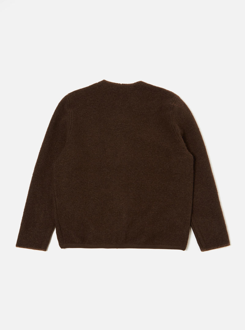 Universal Works Blanket Cardigan in Brown Studio Wool Mix