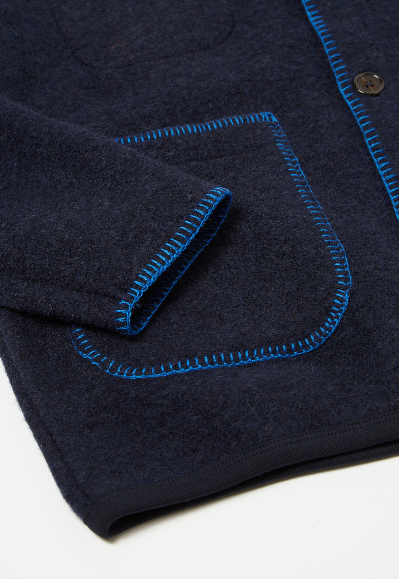 Universal Works Blanket Cardigan in Navy Studio Wool Mix