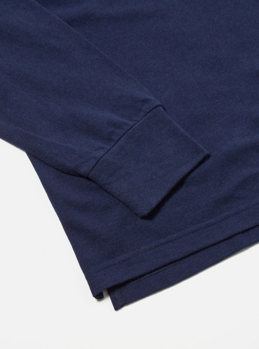 Universal Works L/S Big Pocket Tee in Navy Recycled Wool Mix SJ