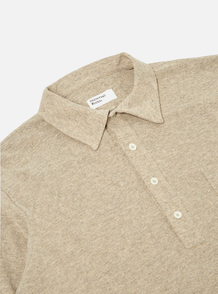 Universal Works Pullover L/S Shirt in Sand Recycled Wool Mix SJ
