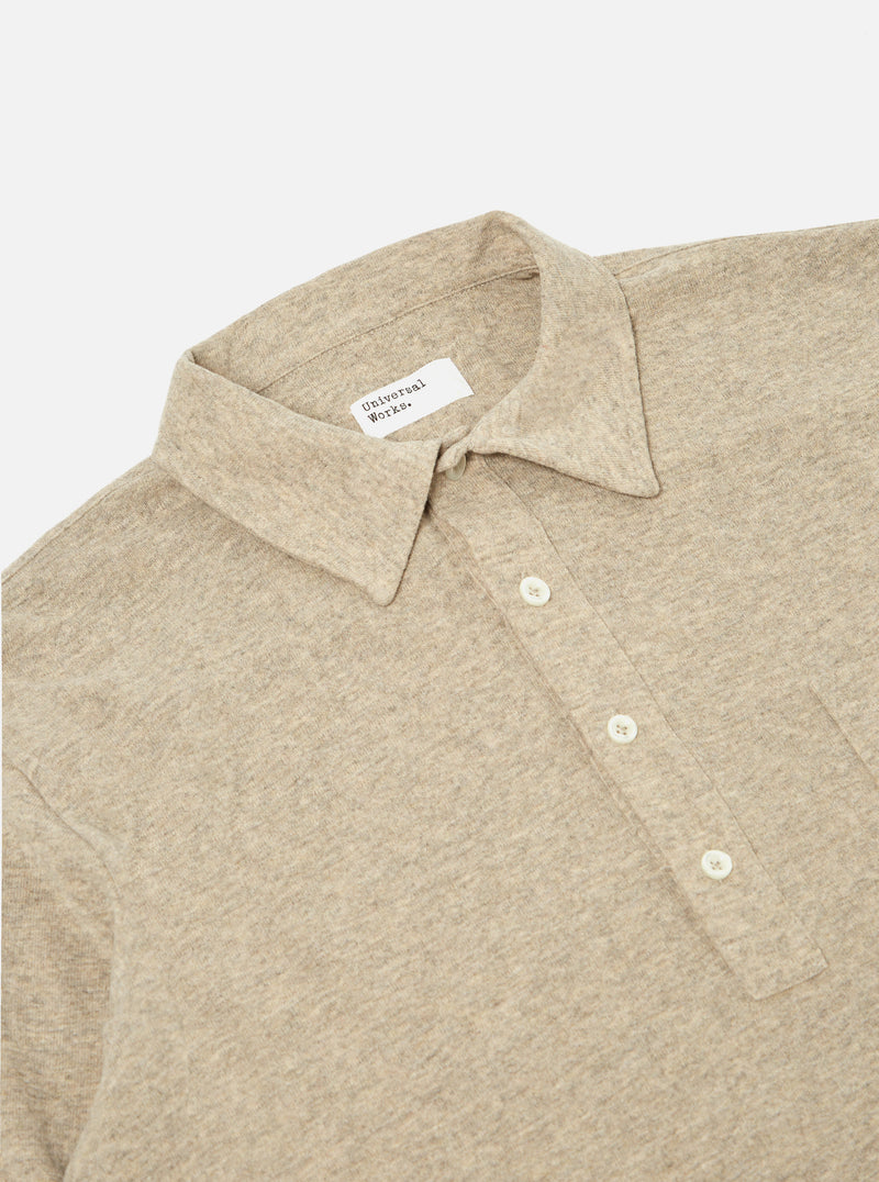 Universal Works Pullover L/S Shirt in Sand Recycled Wool Mix SJ