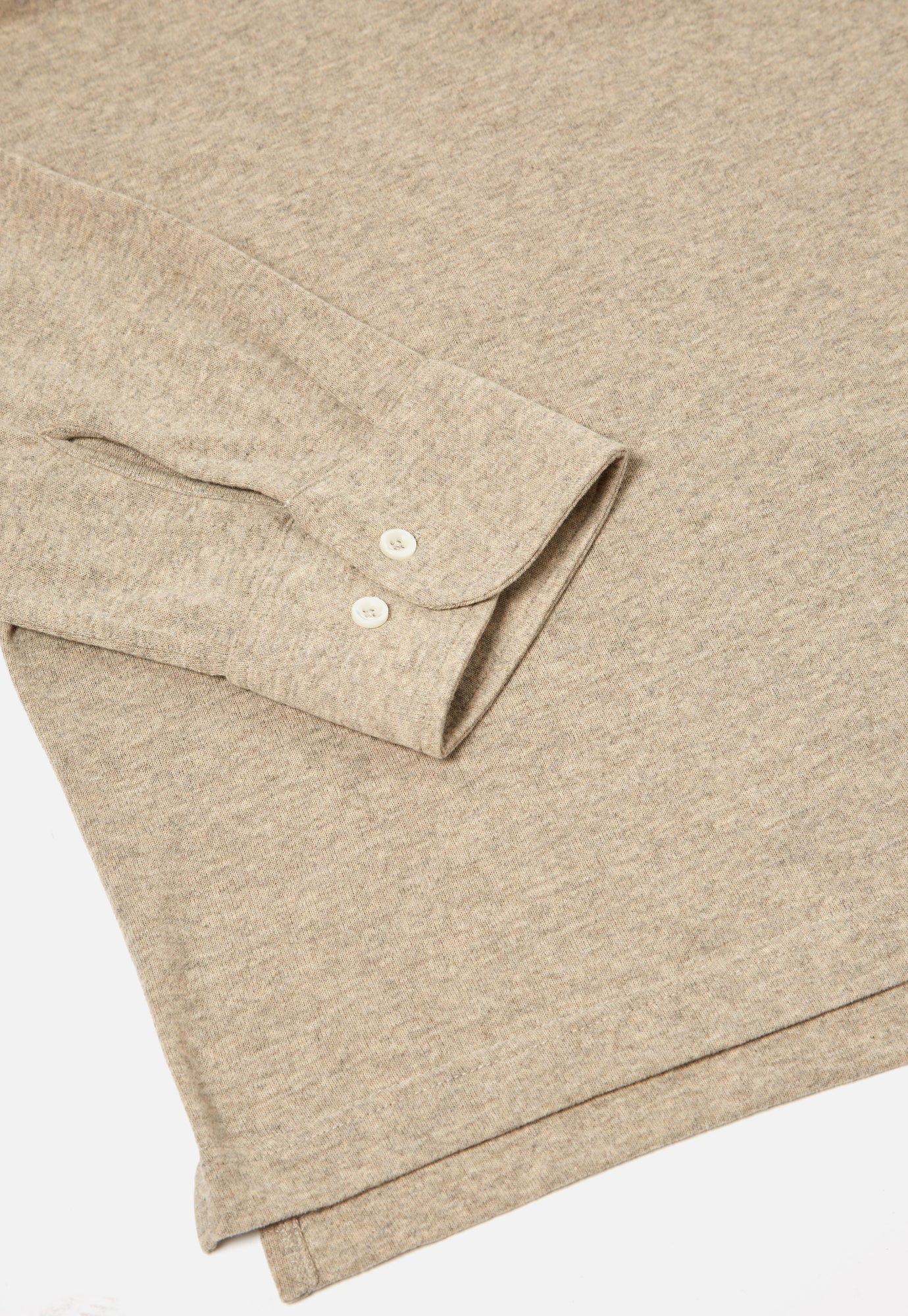 Universal Works Pullover L/S Shirt in Sand Recycled Wool Mix SJ