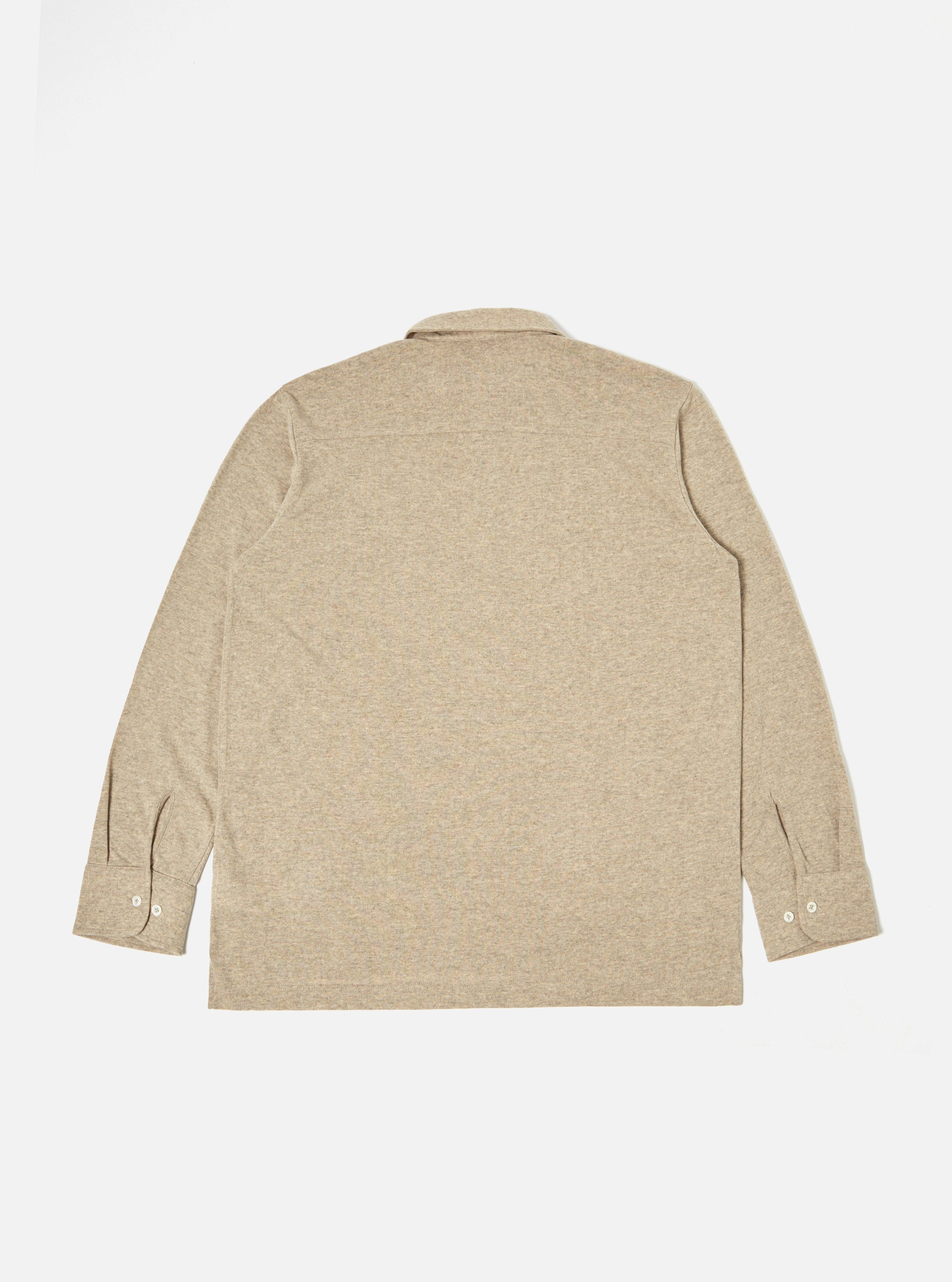 Universal Works Pullover L/S Shirt in Sand Recycled Wool Mix SJ