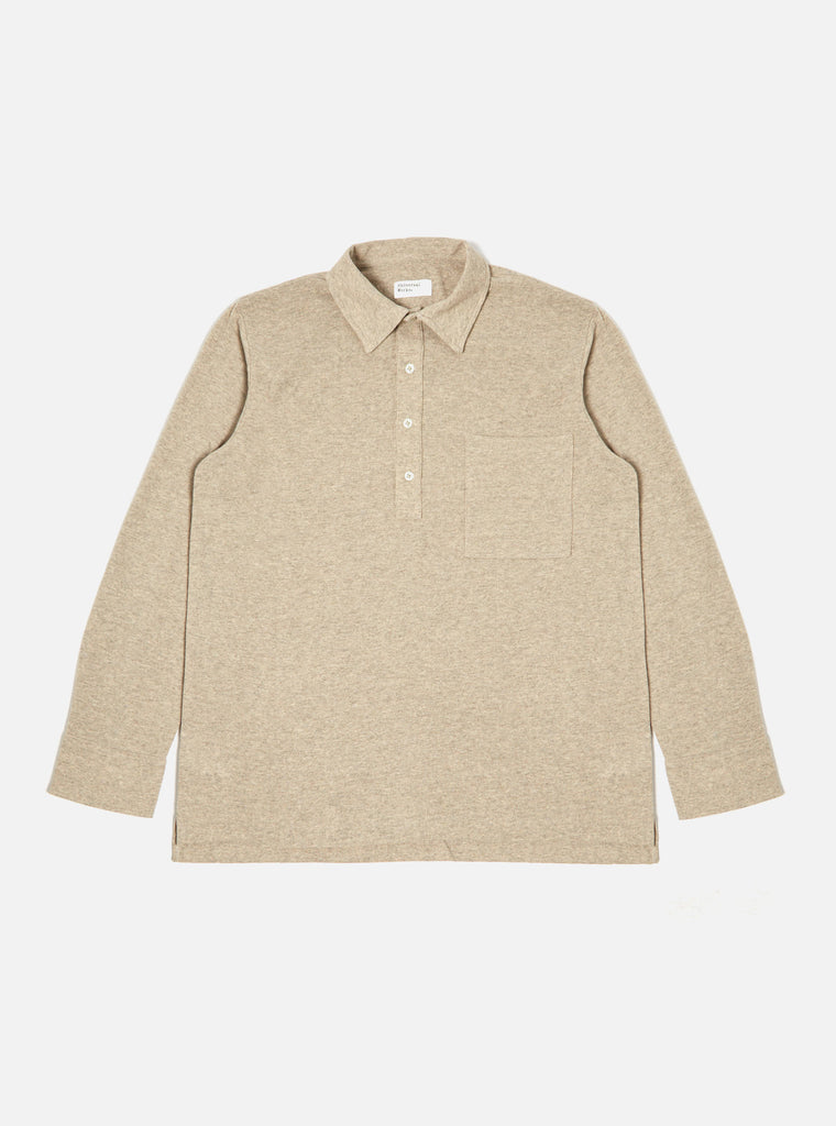 Universal Works Pullover L/S Shirt in Sand Recycled Wool Mix SJ