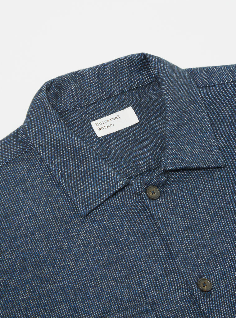 Universal Works L/S Utility Shirt in Navy Soft Flannel Cotton