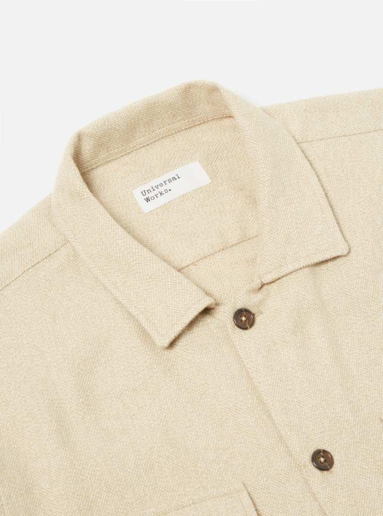 Universal Works L/S Utility Shirt in Sand Soft Flannel Cotton