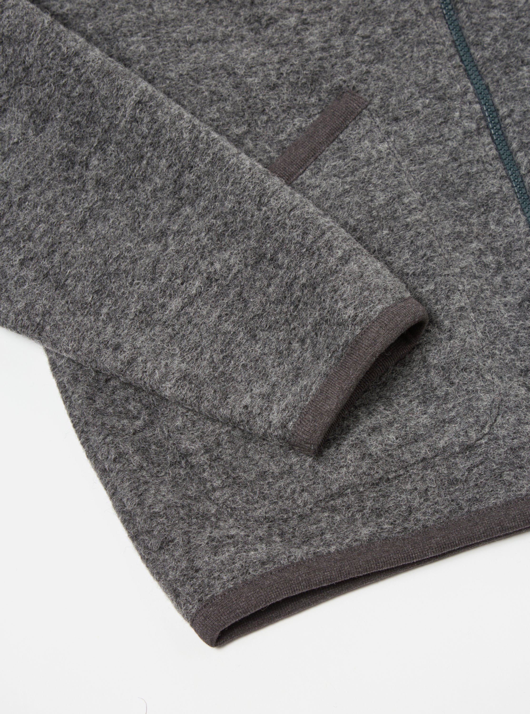 Universal Works Zip Bomber in Grey Marl Wool Fleece