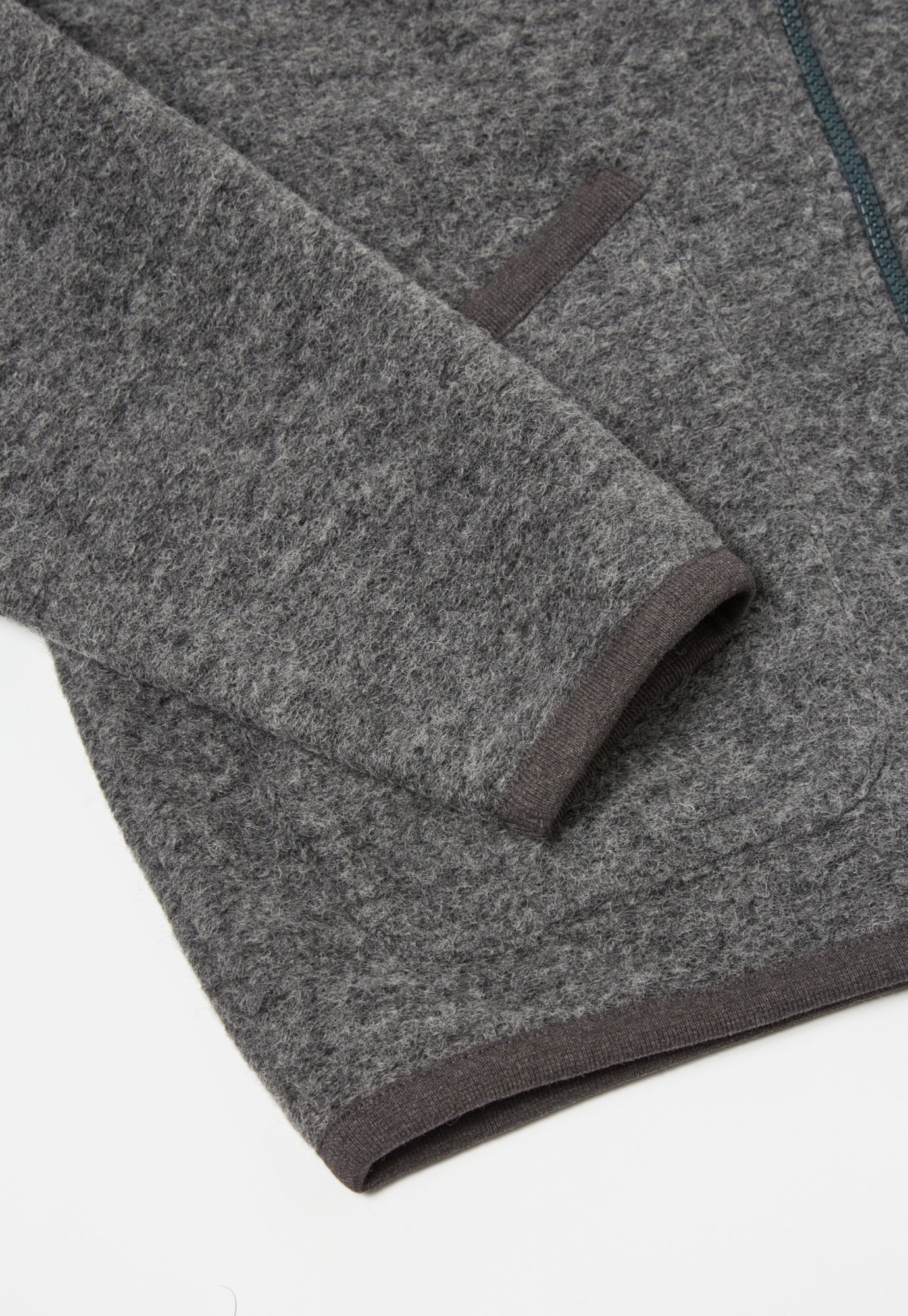 Universal Works Zip Bomber in Grey Marl Wool Fleece