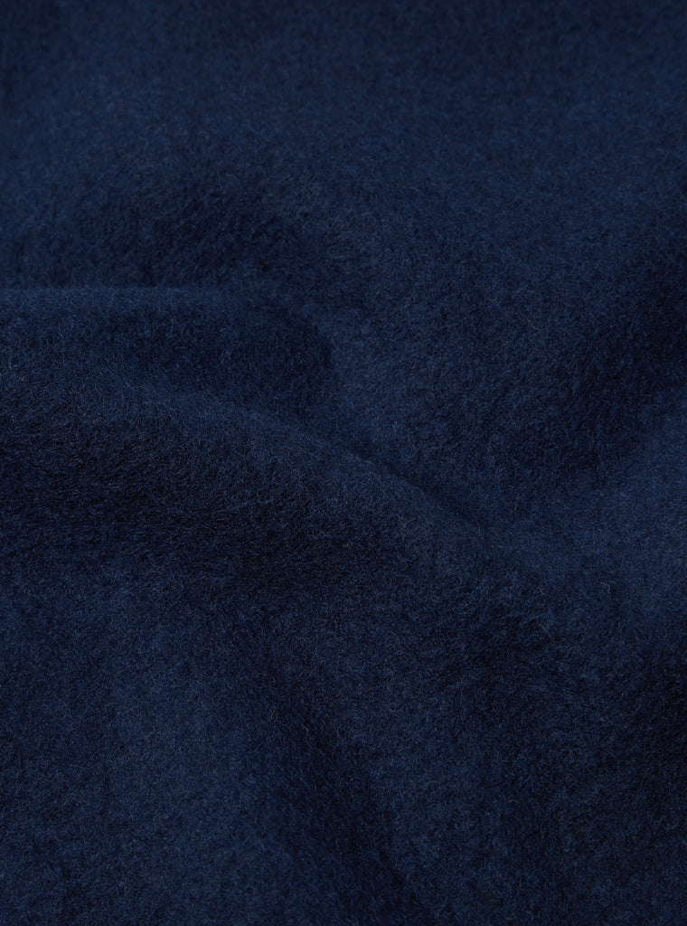 Universal Works Zip Bomber in Indigo Wool Fleece