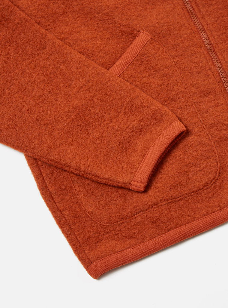 Universal Works Zip Bomber in Orange Wool Fleece