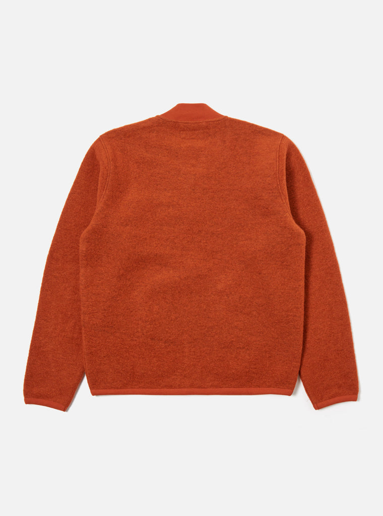 Universal Works Zip Bomber in Orange Wool Fleece