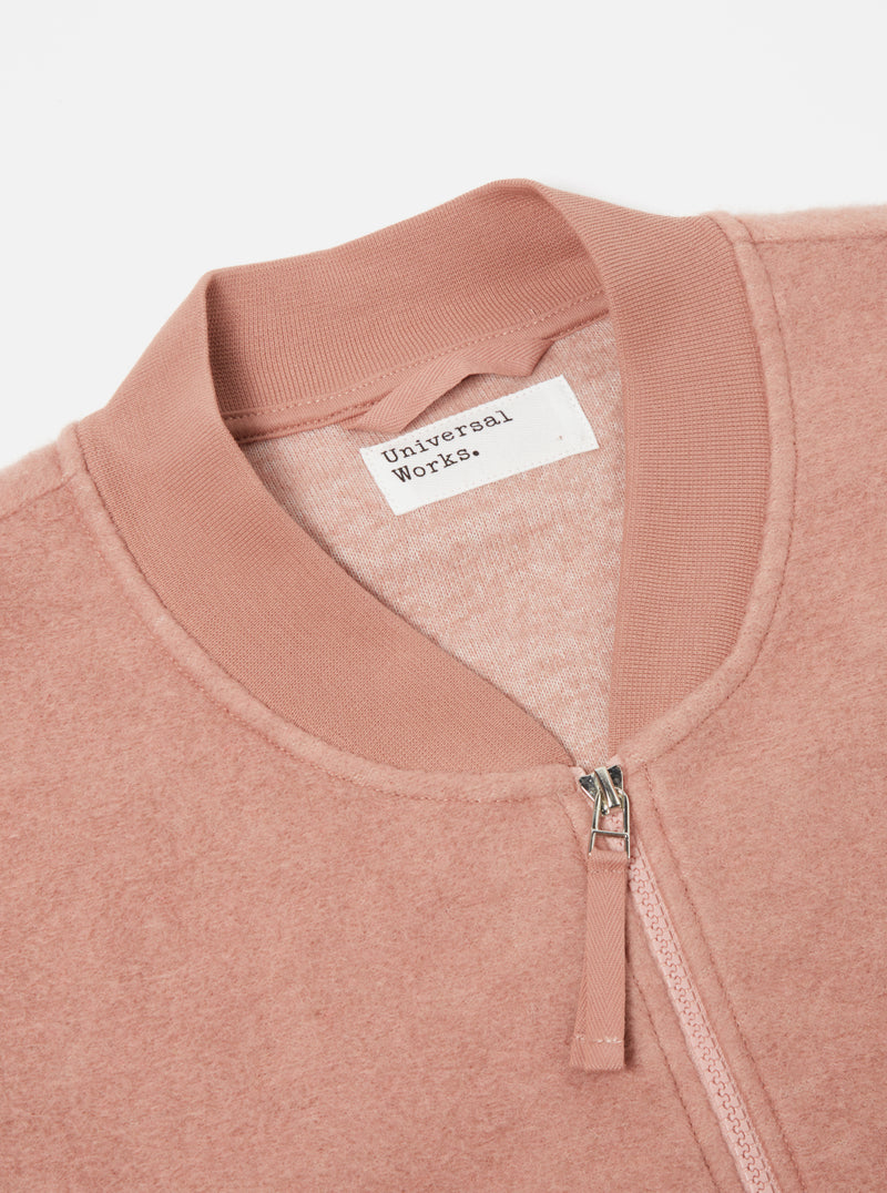 Universal Works Zip Bomber in Pink Wool Fleece