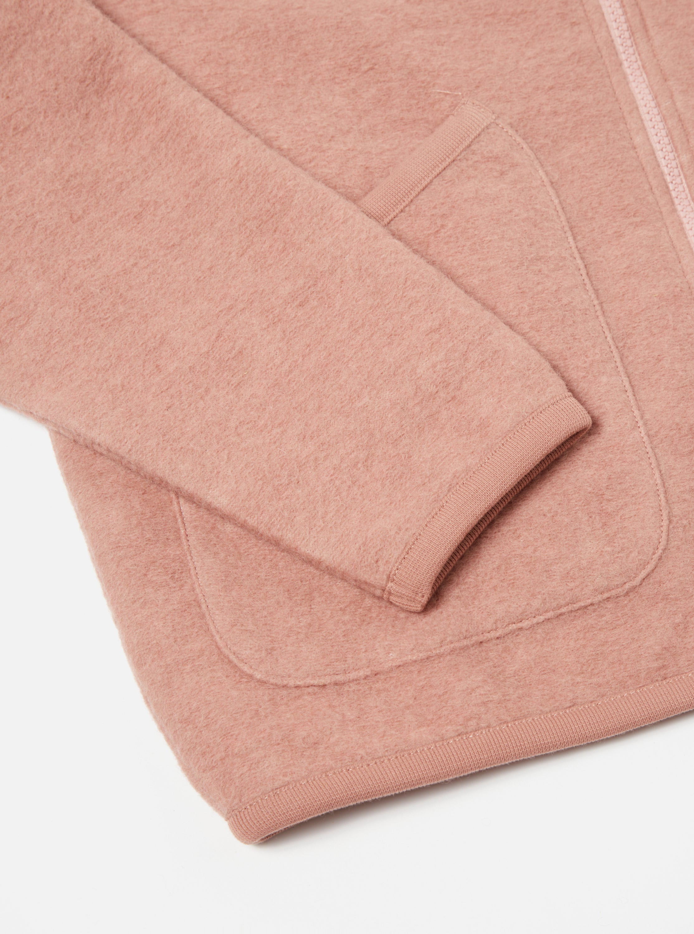 Universal Works Zip Bomber in Pink Wool Fleece