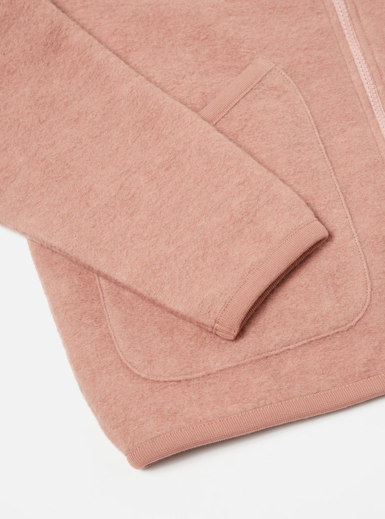 Universal Works Zip Bomber in Pink Wool Fleece