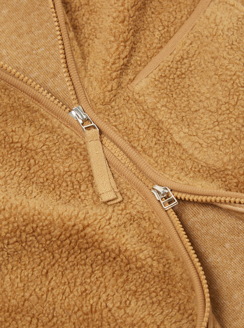 Universal Works Zip Gilet in Sand Mountain Fleece