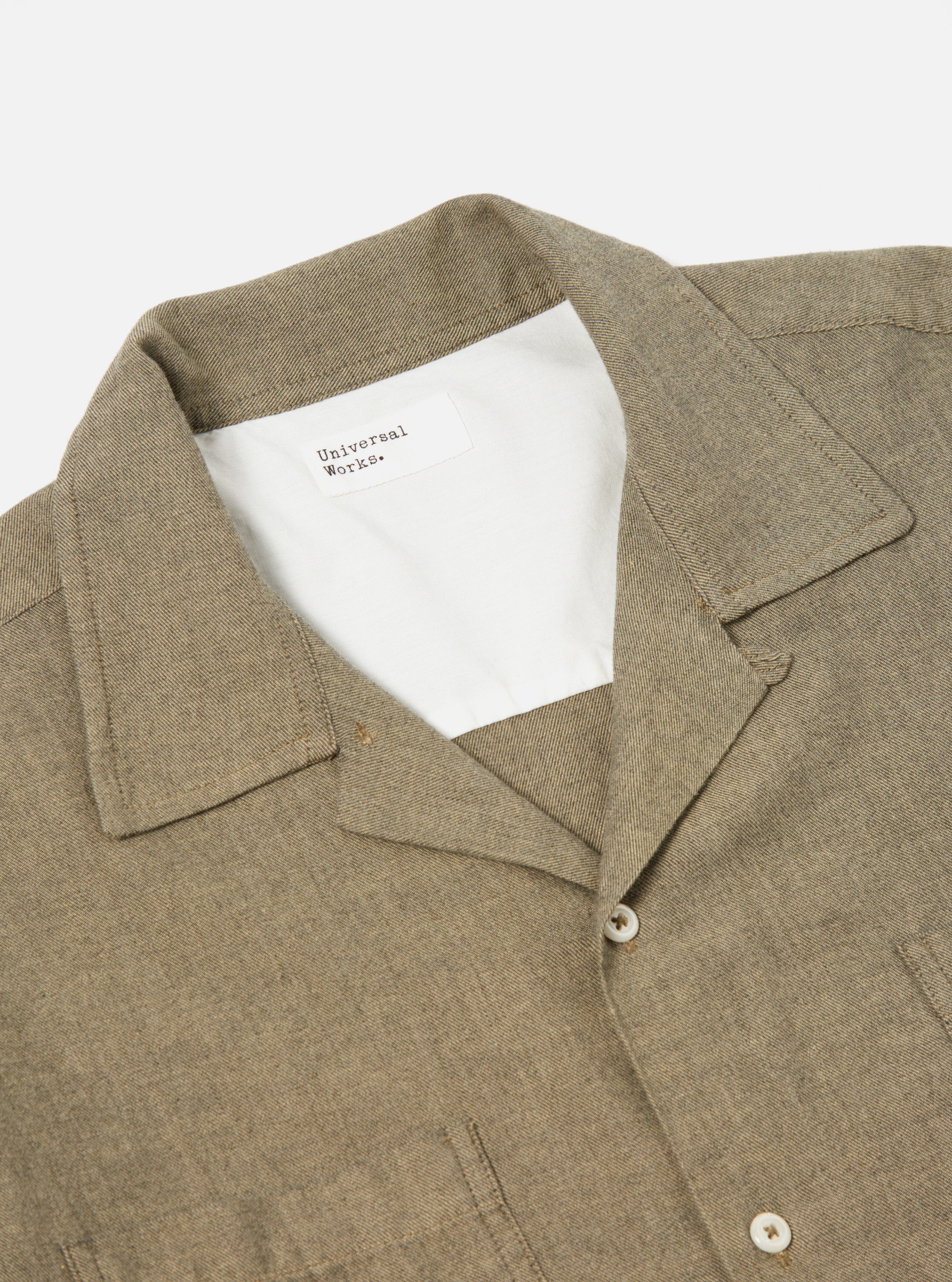 Universal Works Work Shirt in Olive IT Brushed Twill