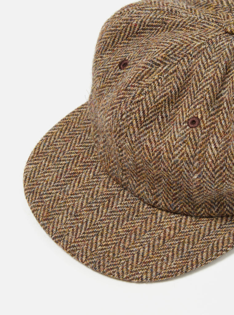 Universal Works Cricket Cap in Brown Herringbone Harris Tweed