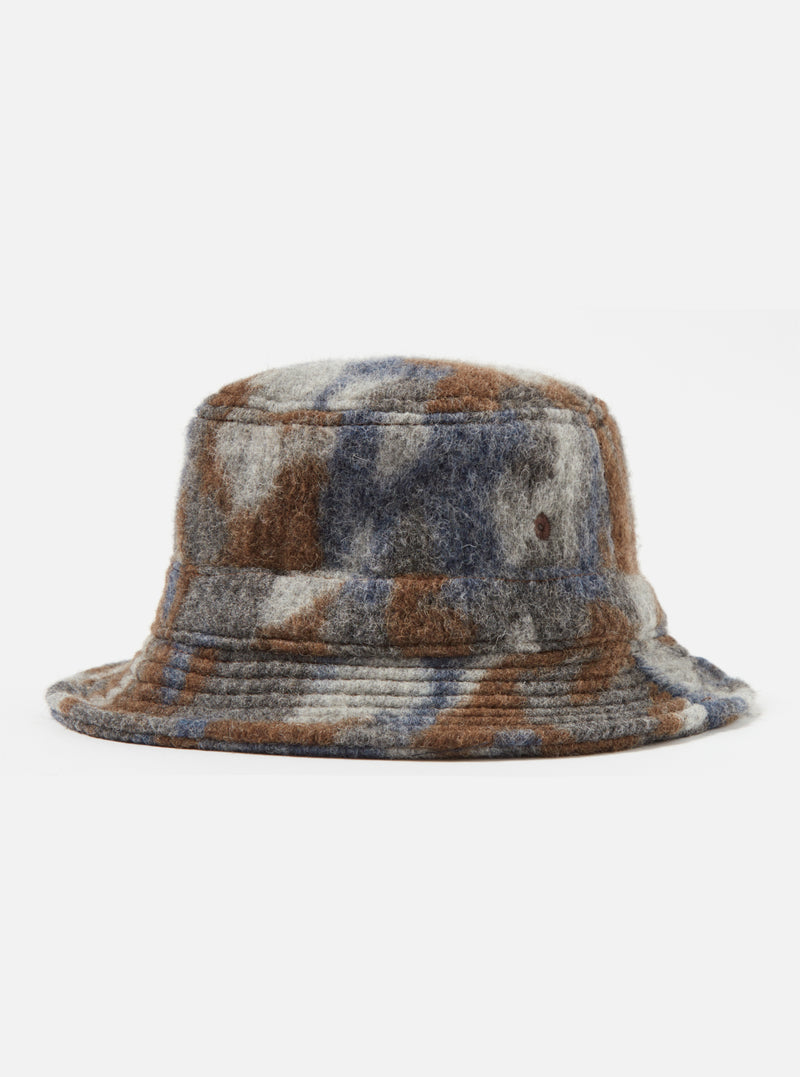 Universal Works Bucket Hat in Grey Dwight Wool Fleece