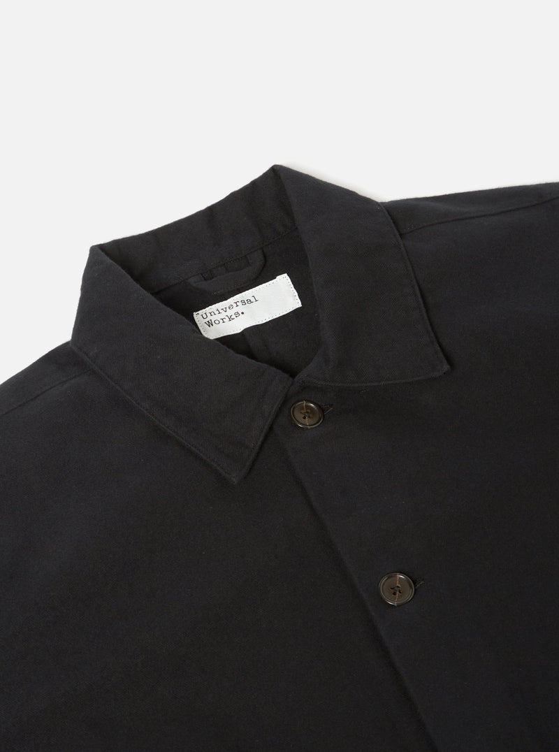 Universal Works Travail Overshirt in Black Nebraska Cotton
