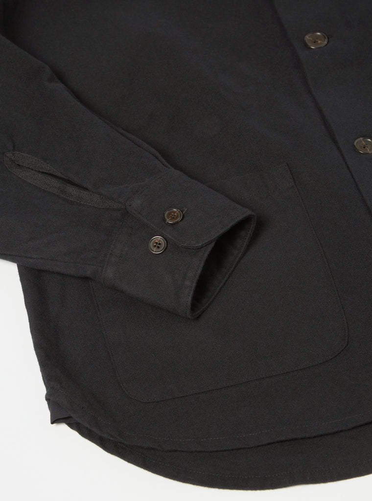 Universal Works Travail Overshirt in Black Nebraska Cotton