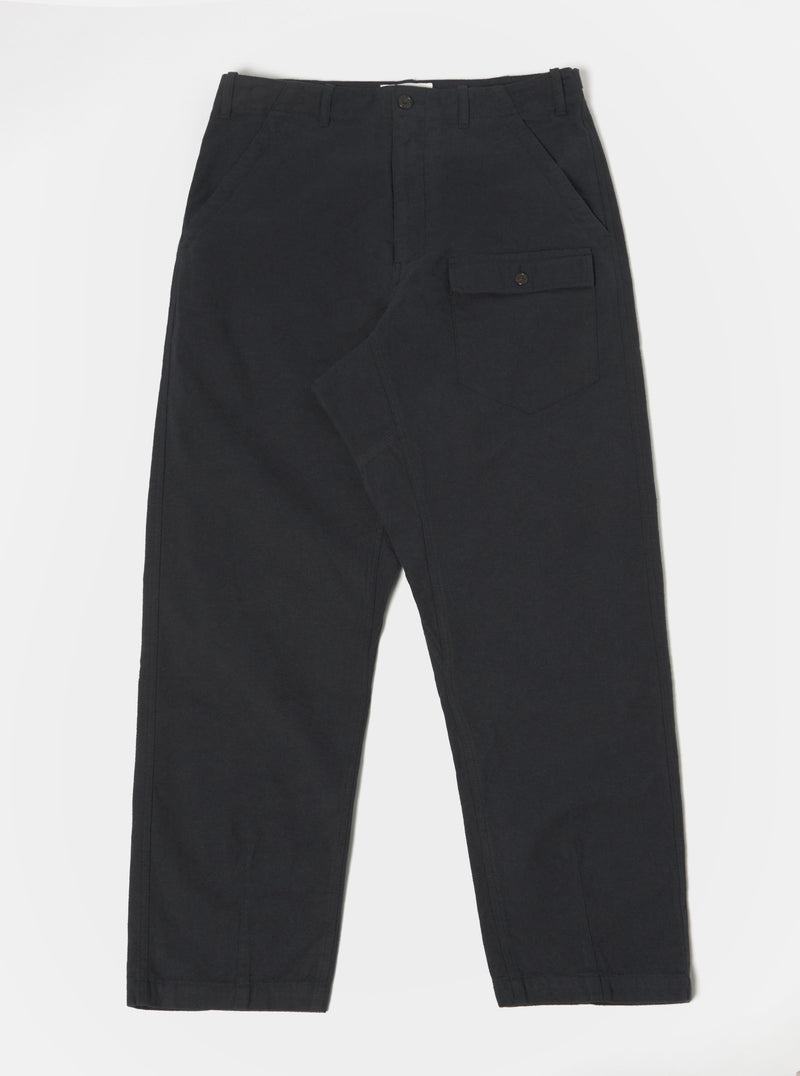 Universal Works Peacenik Pant in Black Nebraska Cotton