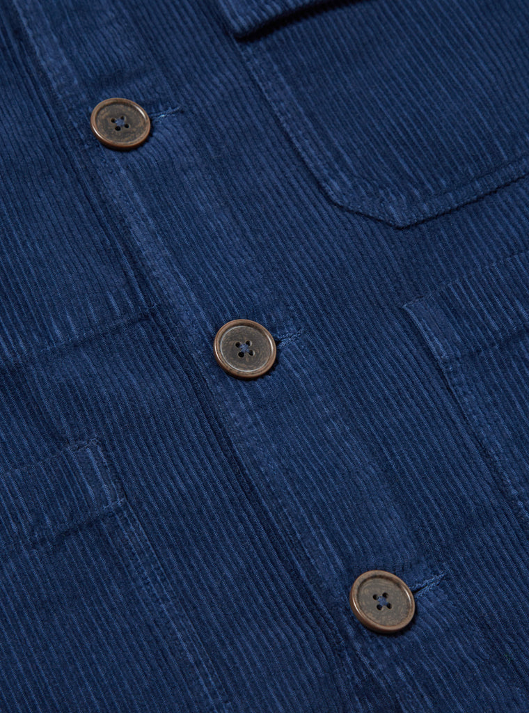 Universal Works Cabin Jacket in Indigo Corduroy/Soft Twill