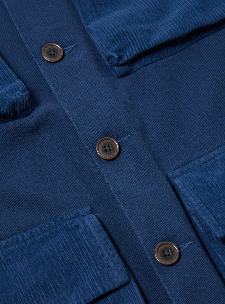 Universal Works Photographers Jacket in Indigo Corduroy/Soft Twill
