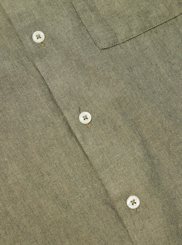 Universal Works Square Pocket Shirt in Olive IT Brushed Twill