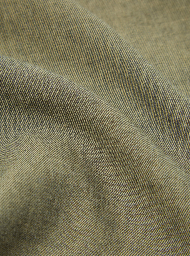 Universal Works Square Pocket Shirt in Olive IT Brushed Twill