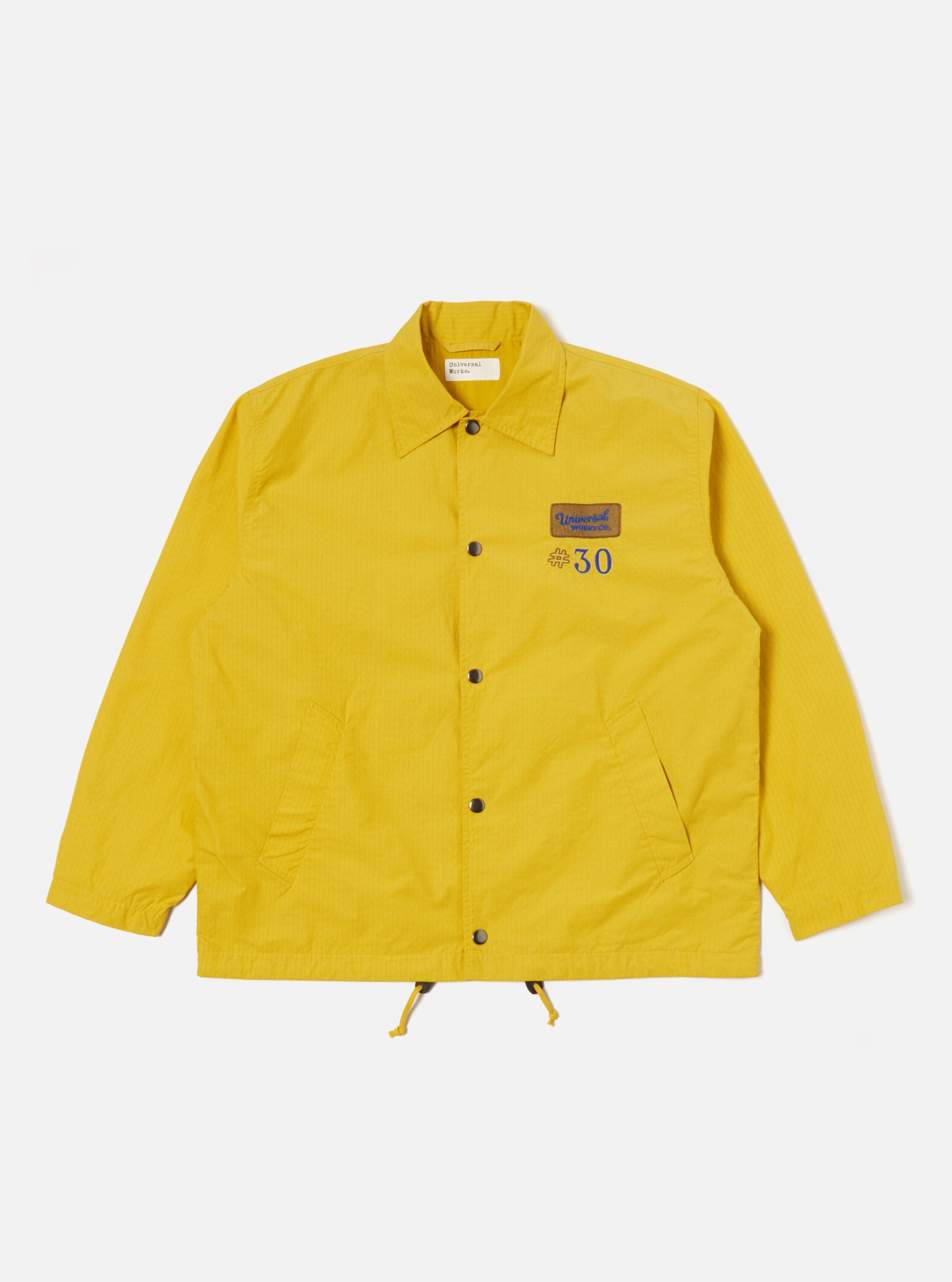 Universal Works Embroidered Head Coach Jacket in Yellow Halley Ripstop