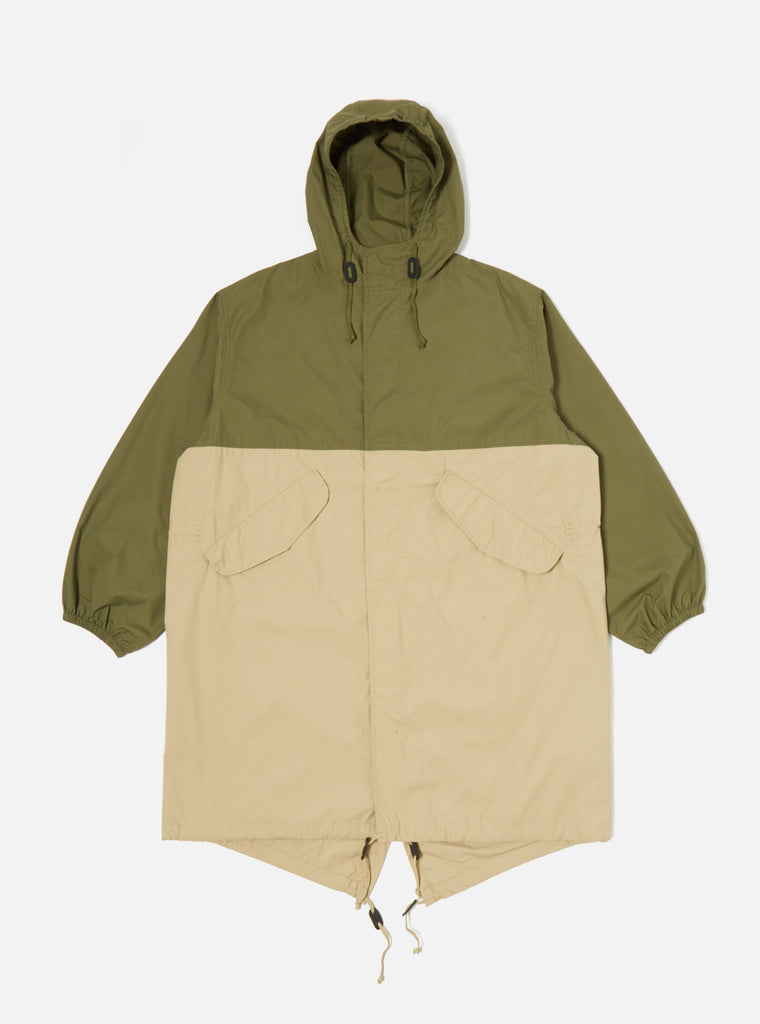 Universal Works Beach Parka in Olive/Sand Recycled Poly Tech