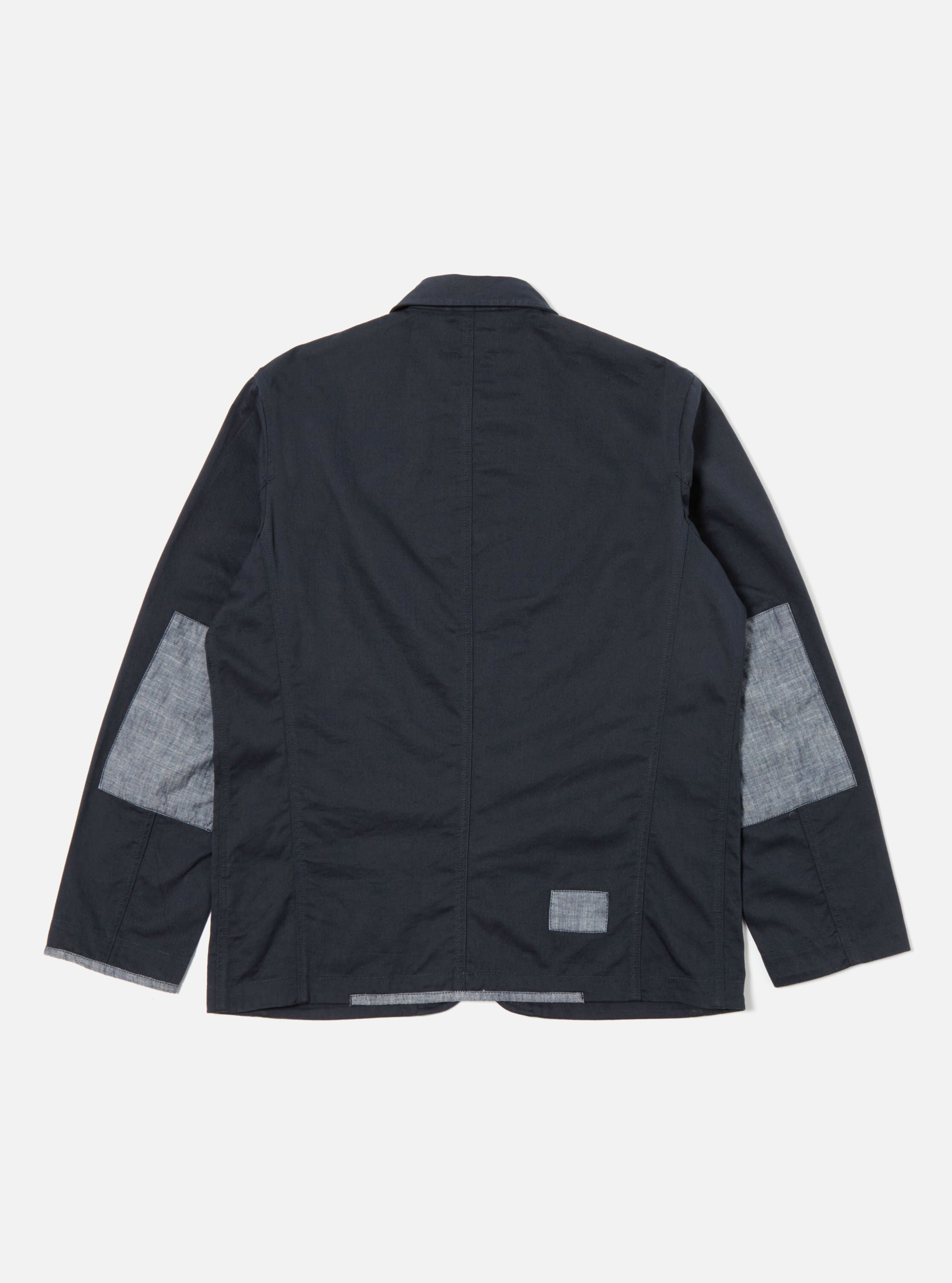 Universal Works Patched Bakers Jacket in Navy Twill/Chambray
