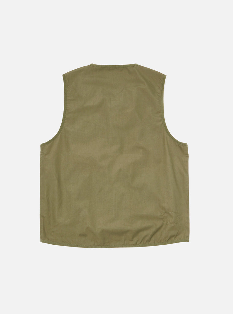 Universal Works Parachute Liner Gilet in Olive Recycled Poly Tech