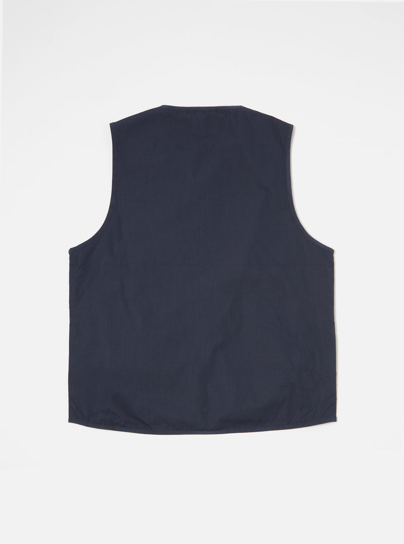 Universal Works Parachute Liner Gilet in Navy Recycled Poly Tech
