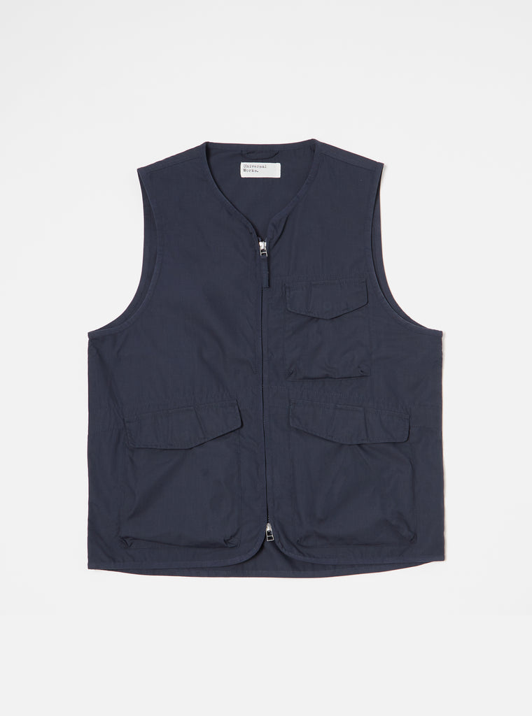 Universal Works Parachute Liner Gilet in Navy Recycled Poly Tech