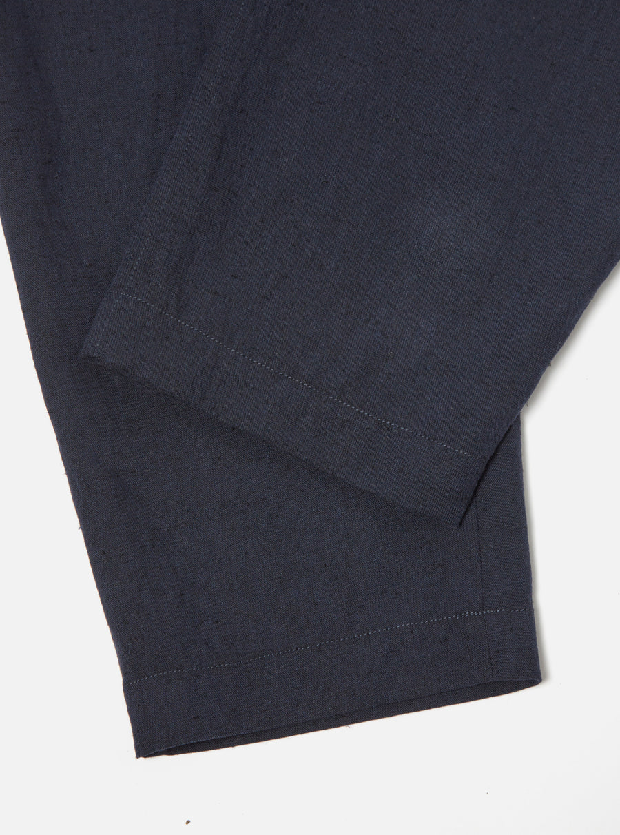 Universal Works Pleated Track Pant in Navy Lord Cotton Linen