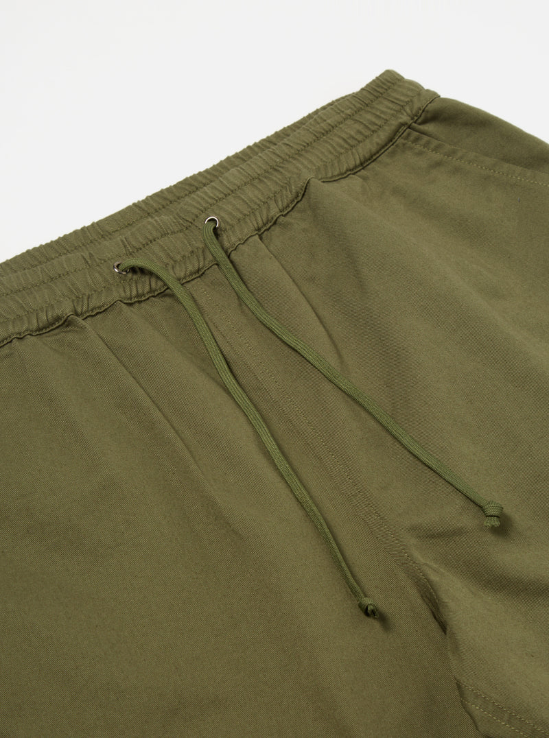 Universal Works Beach Short in Light Olive Twill