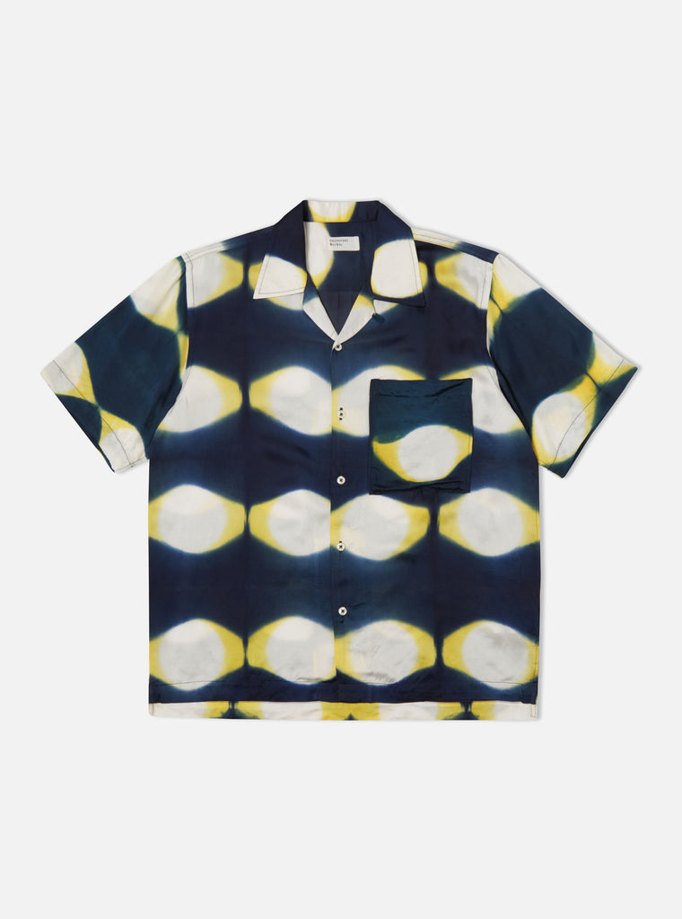 Universal Works Camp Shirt in Navy/Yellow Tie Dye