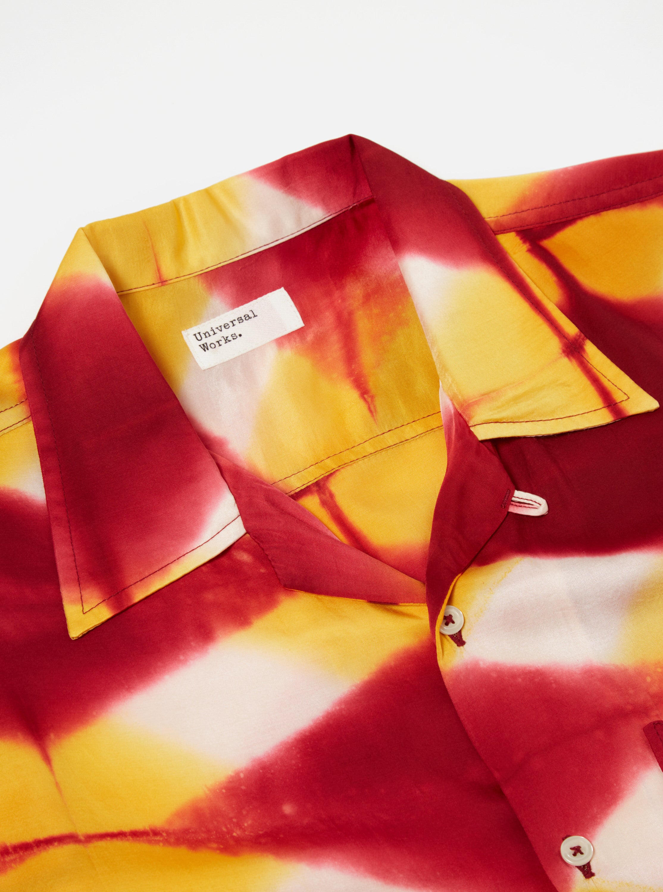Universal Works Camp Shirt in Red/Yellow Tie Dye