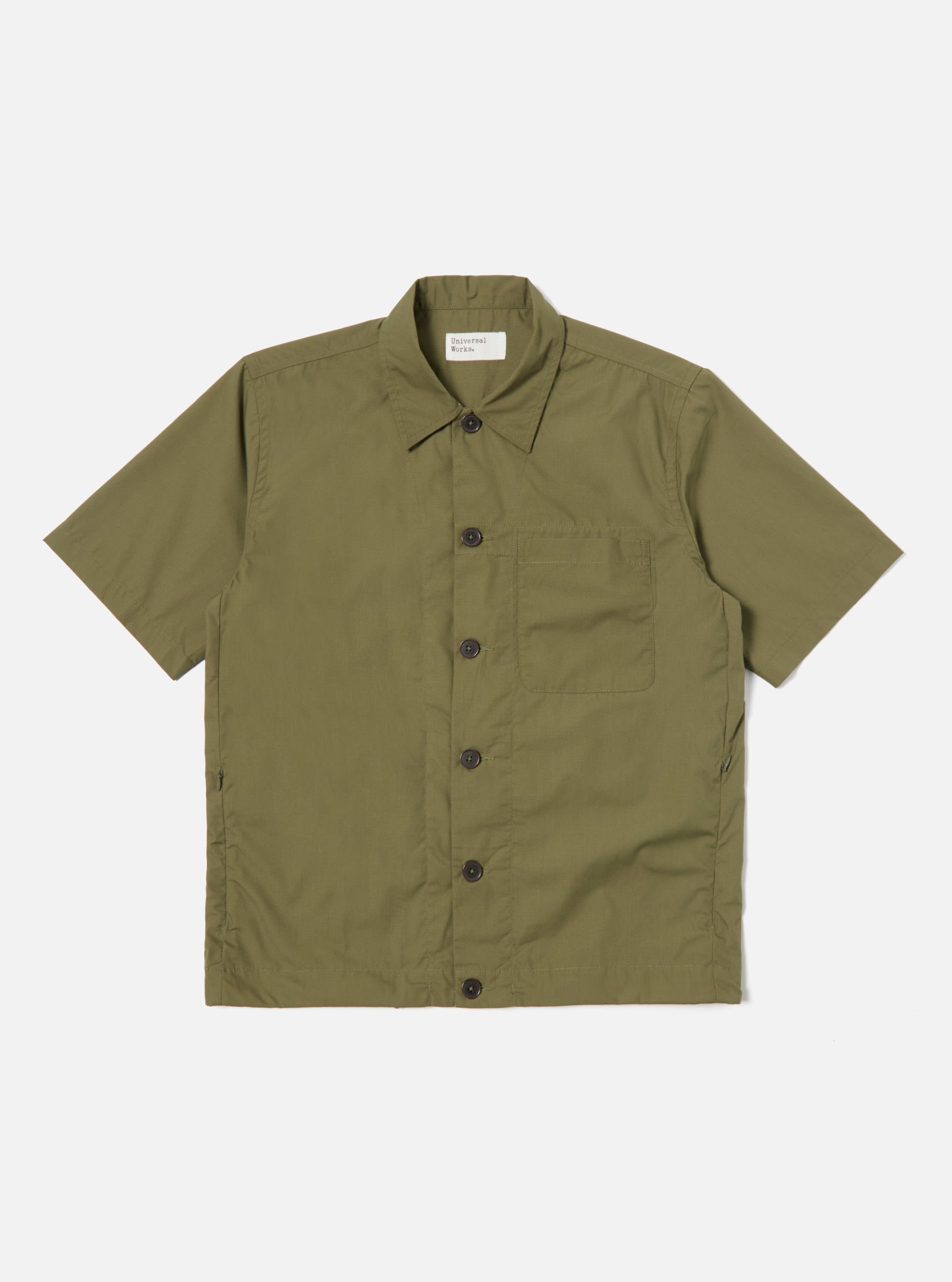 Universal Works Tech Overshirt in Olive Recycled Poly Tech