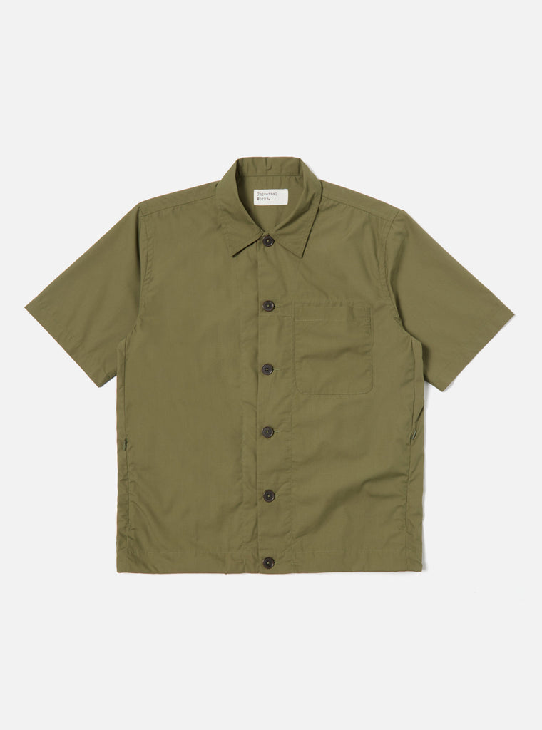 Universal Works Tech Overshirt in Olive Recycled Poly Tech