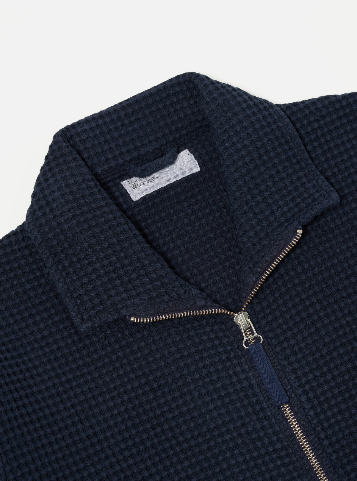 Universal Works K Track Top in Navy Pike Waffle