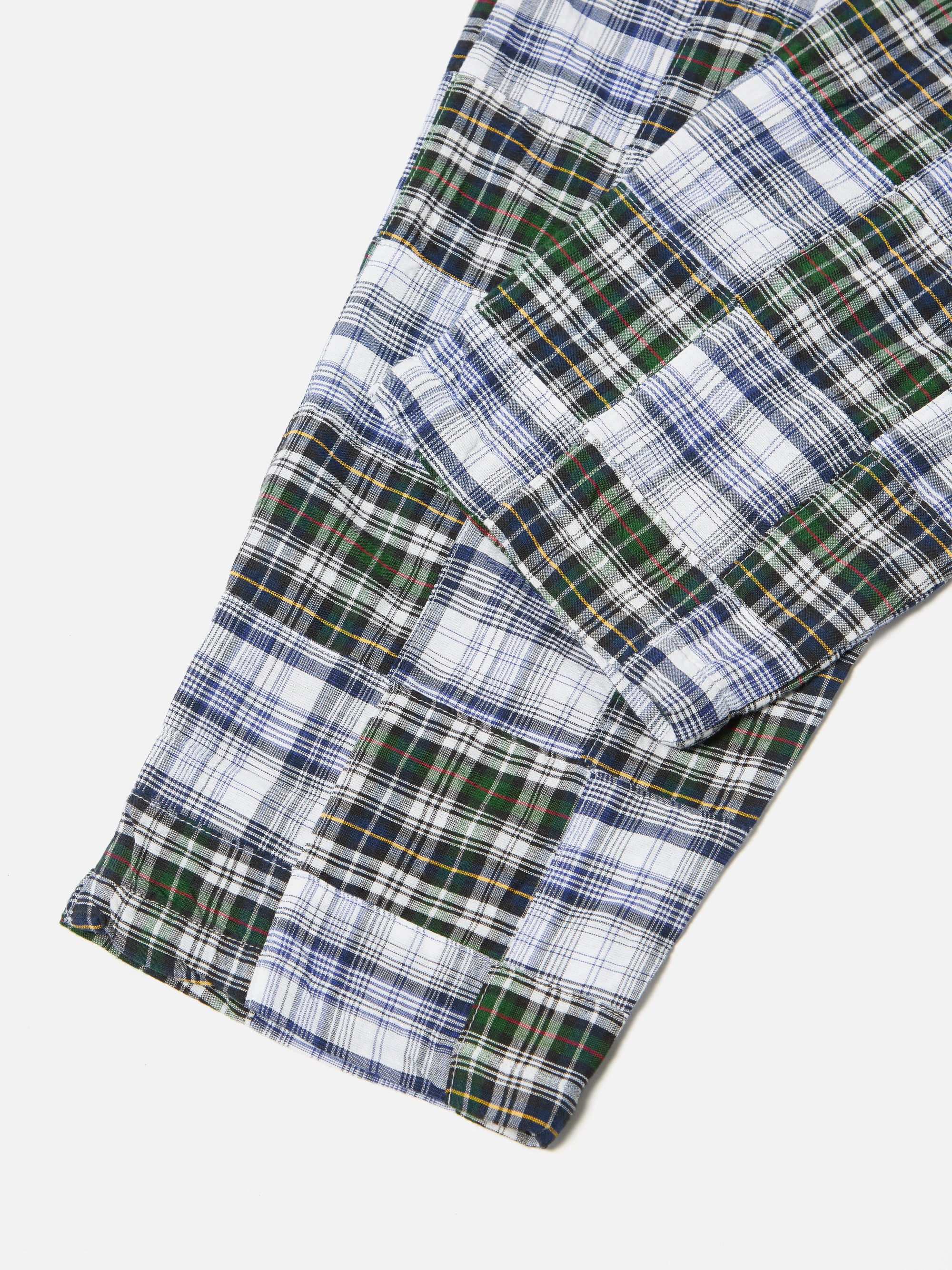 Universal Works Pyjama in Blue Patchwork Check