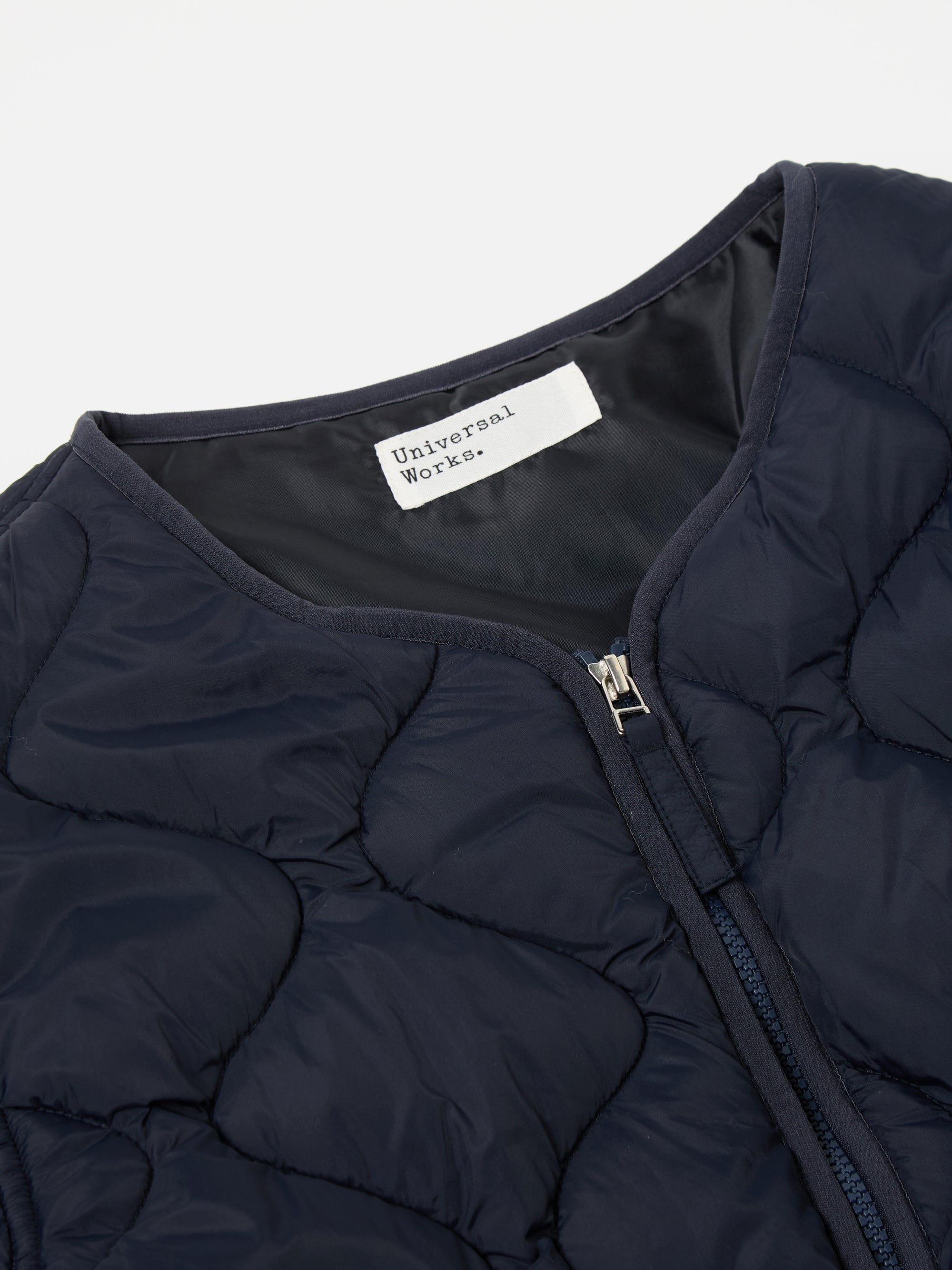 Universal Works Liner Jacket in Navy Diamond Quilt