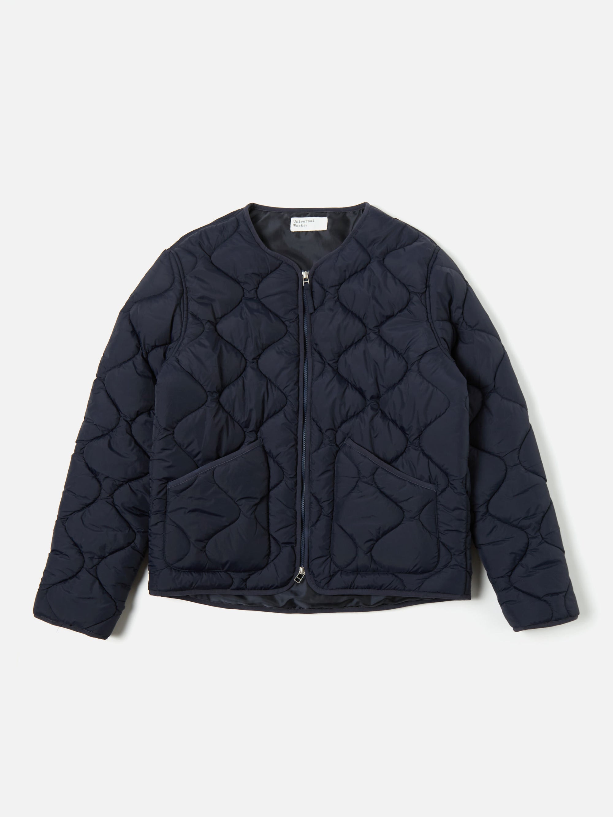 Universal Works Liner Jacket in Navy Diamond Quilt