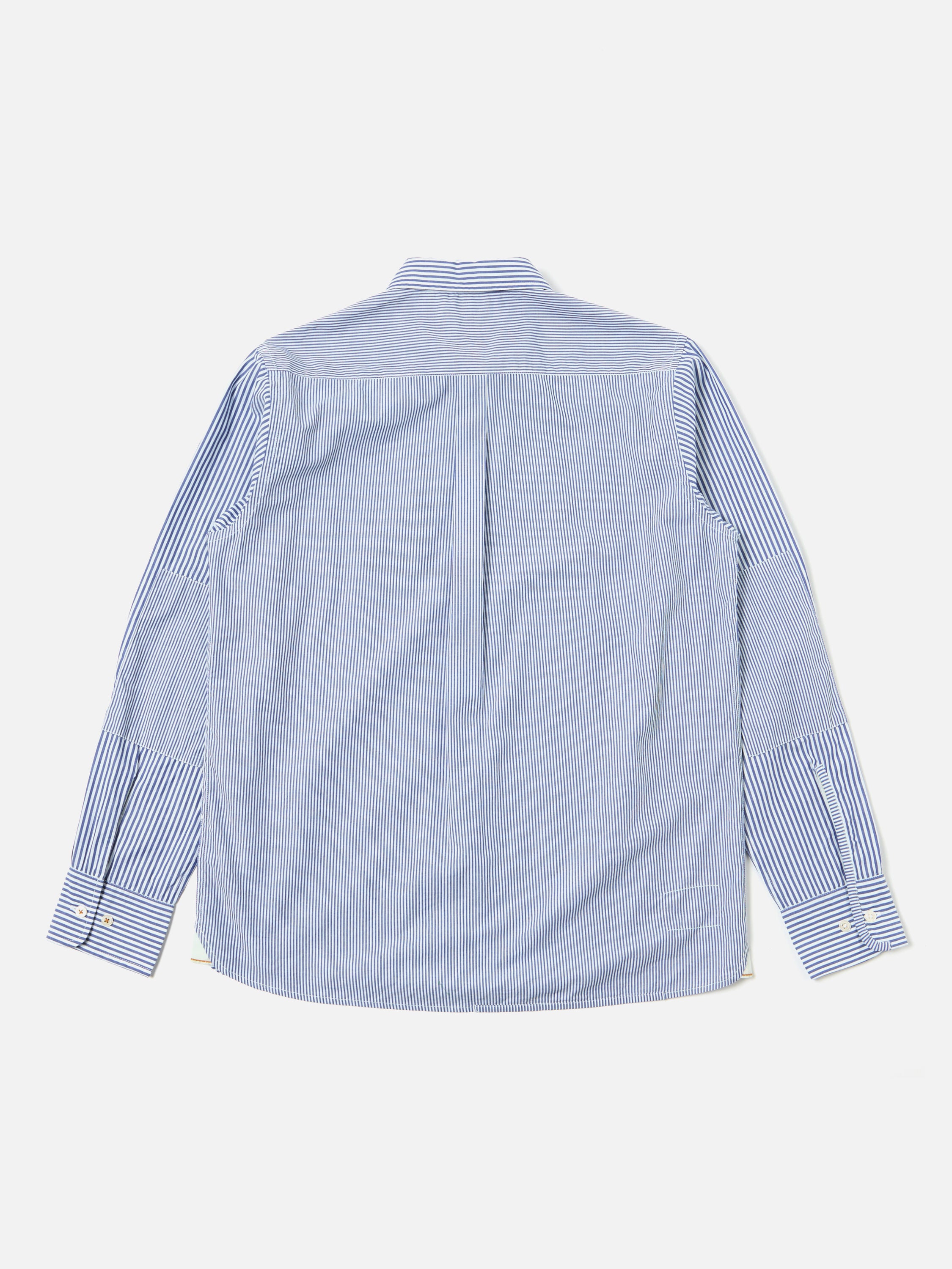Universal Works L/S Patch Shirt in Blue Classic Stripes