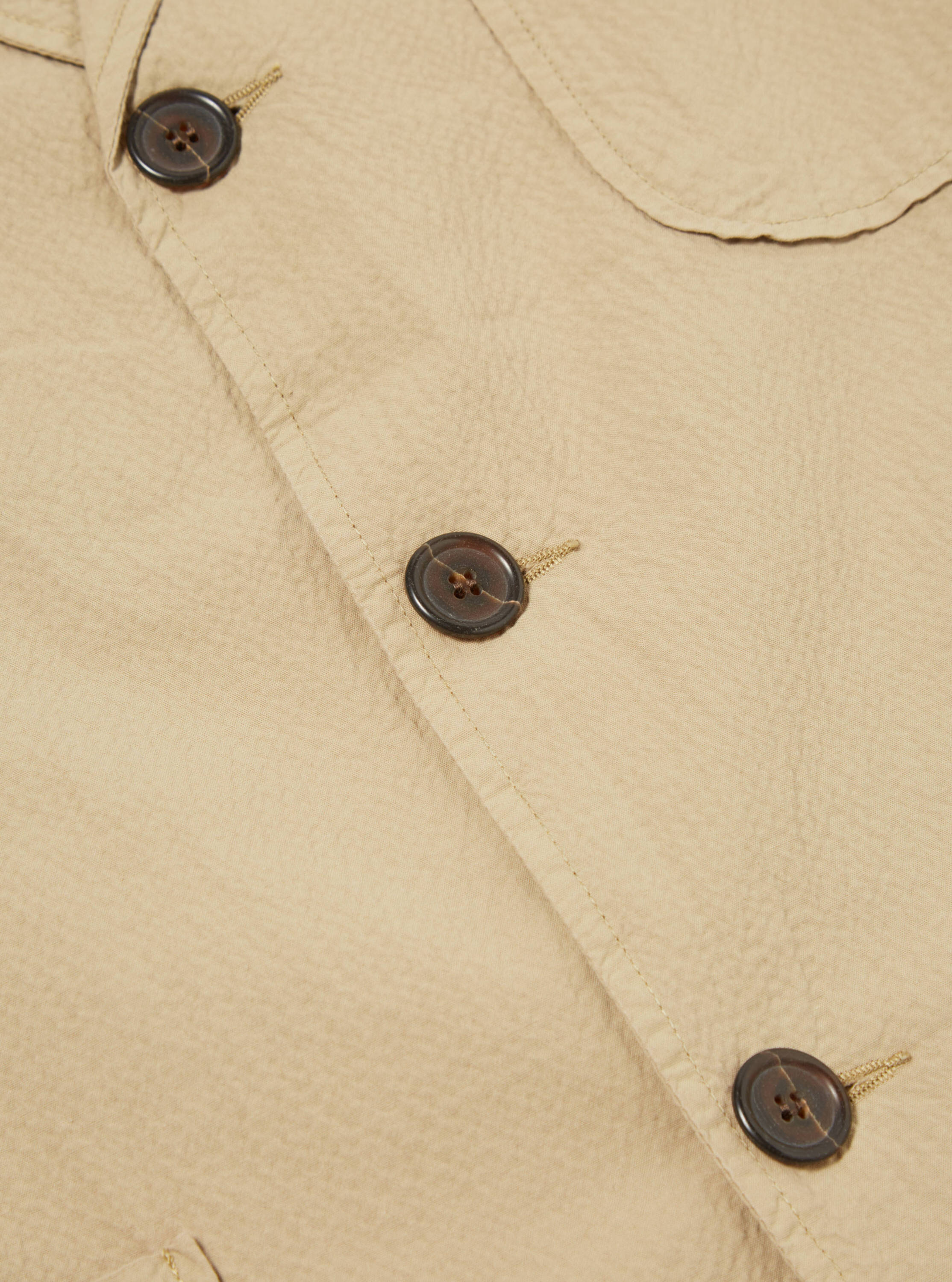 Universal Works Three Button Jacket in Summer Oak Seersucker II