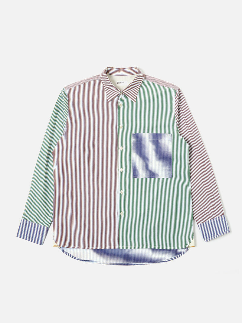 Universal Works Square Pocket Shirt in Multi Classic Stripes